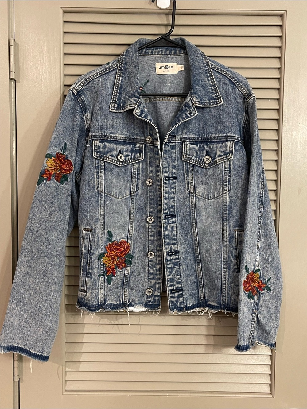 Umgee Floral Embroidered Denim Jacket